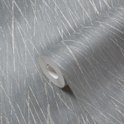 Slate Grey Abstract Scratch Wallpaper, Silver Metallic Line Textured