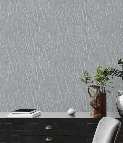 Slate Grey Abstract Scratch Wallpaper, Silver Metallic Line Textured