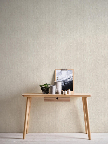 Light Beige Abstract Scratch Wallpaper, Subtle Silver Metallic Line