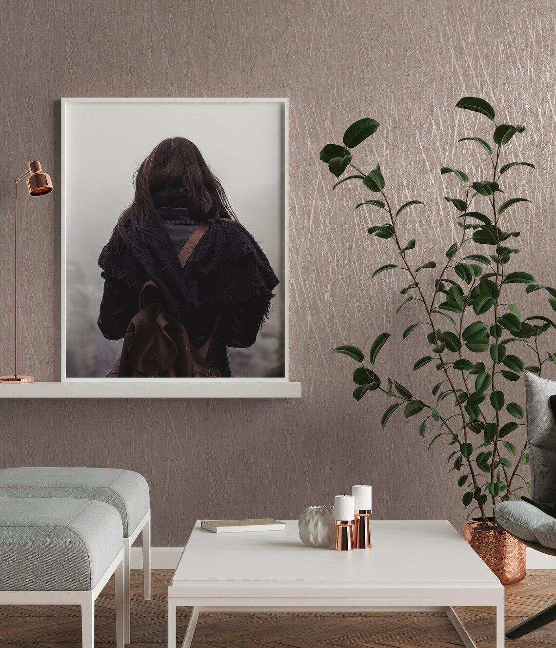 Deep Taupe Abstract Scratch Wallpaper