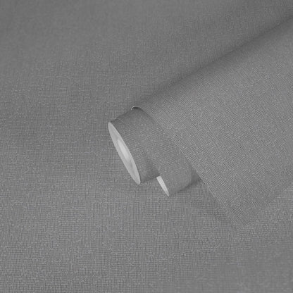 Medium Grey Woven Hessian Fabric Texture Wallpaper