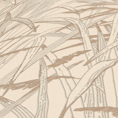 Neutral Tall Grass Botanical Wallpaper