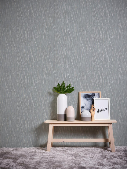 Slate Grey Abstract Scratch Wallpaper, Silver Metallic Line Textured