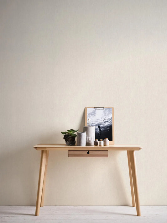 Light Cream Woven Linen Fabric Texture Wallpaper