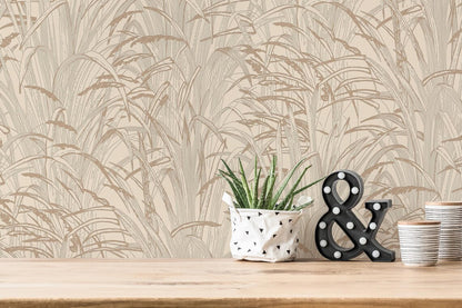 Neutral Tall Grass Botanical Wallpaper