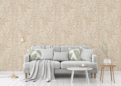 Neutral Tall Grass Botanical Wallpaper