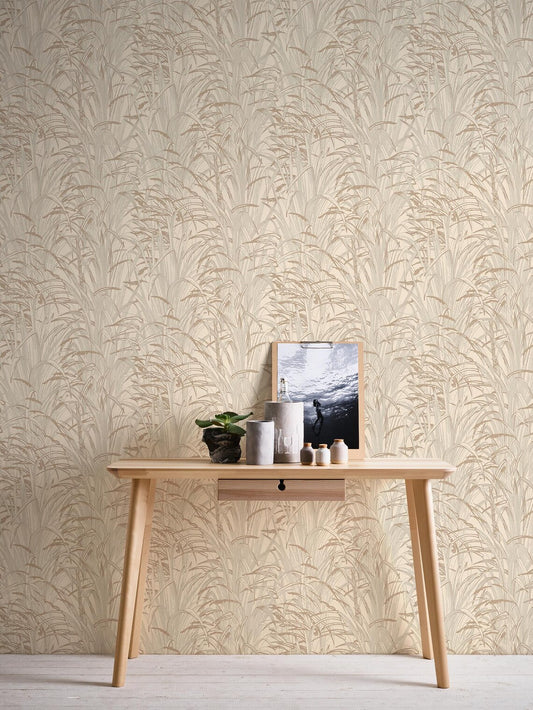 Neutral Tall Grass Botanical Wallpaper
