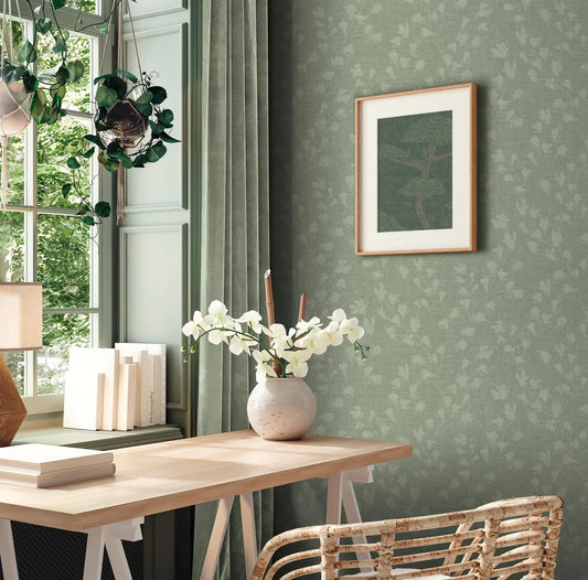 Sage Green Floral Trail Wallpaper