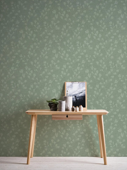 Sage Green Floral Trail Wallpaper