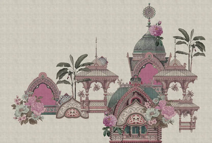 Pink Vintage India Palace Architectural Wall Mural