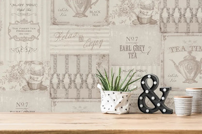 Vintage Tea Party Collage Wallpaper