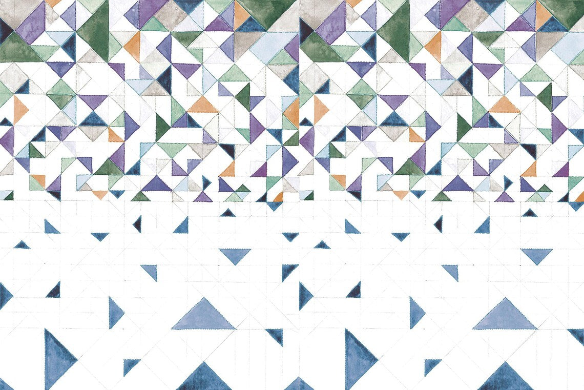 Patchwork Ombre, Geometric Triangle Fade Mural