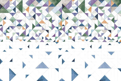 Patchwork Ombre, Geometric Triangle Fade Mural