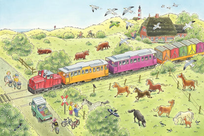 Whimsical Train & Animals Countryside Mural