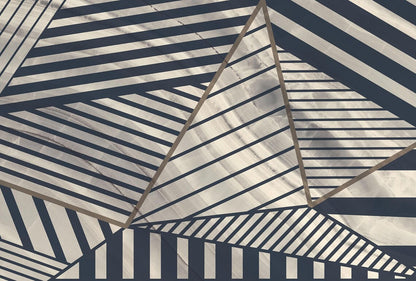 Navy and Beige Geometric Abstract Wall Mural for Modern Interiors