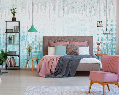 Icy Blue Abstract Mural: Textured Wall Art, Modern Liquid Glass Design