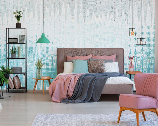 Icy Blue Abstract Mural: Textured Wall Art, Modern Liquid Glass Design