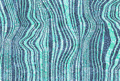 Aqua Blue and Gray Wavy Pattern Mural Art