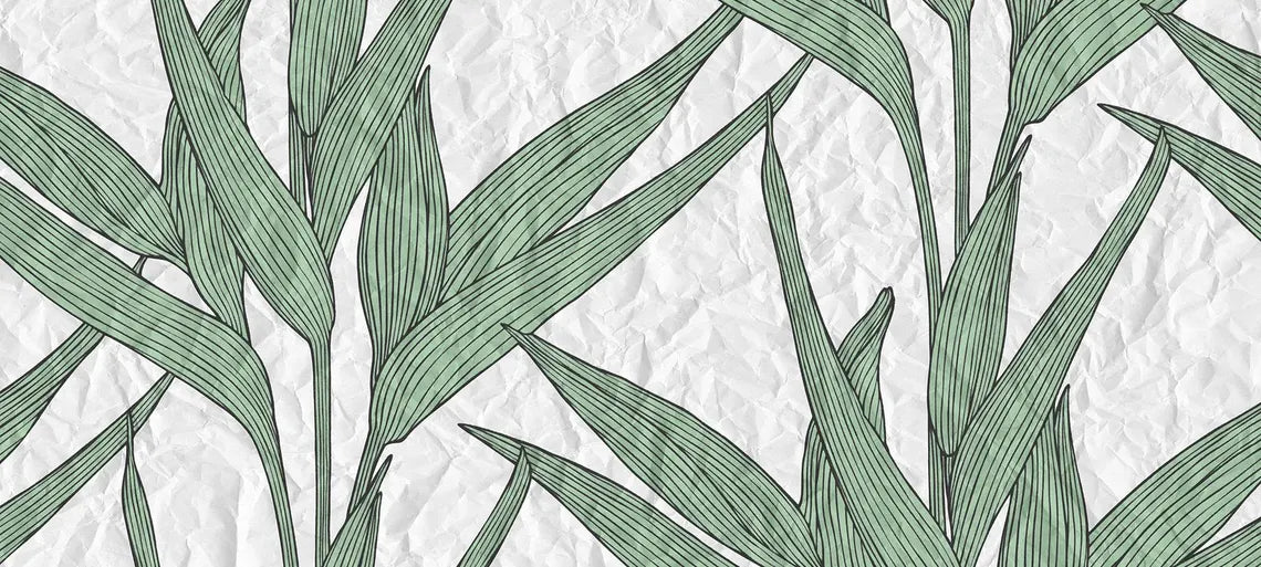 Botanical Leaf – Green & White Crushed Paper Texture