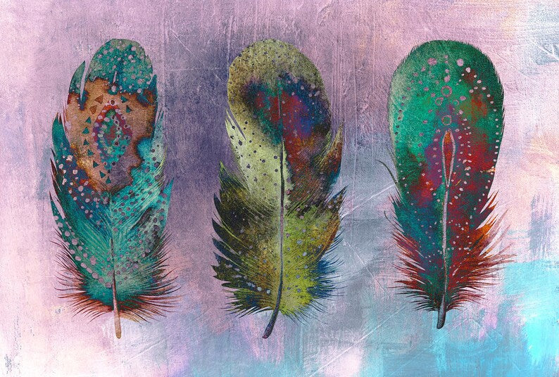 Vibrant Feather Art Mural