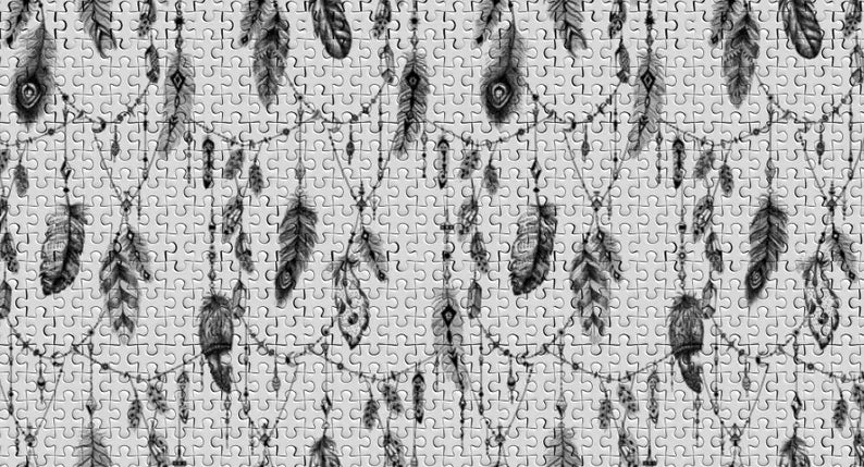Dreamcatcher Wall Mural, Black & White Feather Art