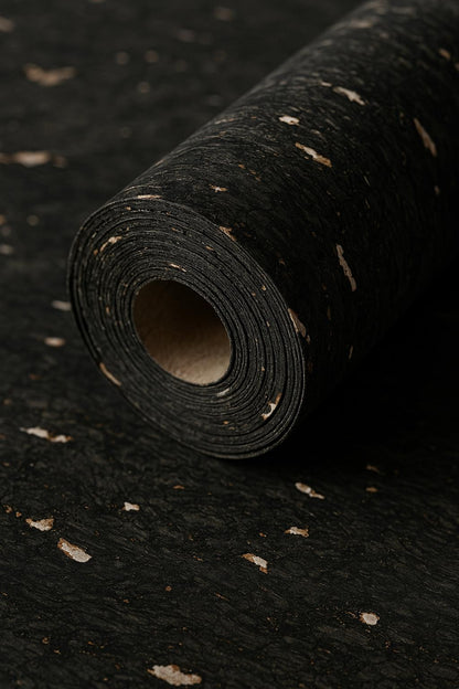 Black Stone Effect Cork Wallpaper - Modern Urban Design Wall Decor