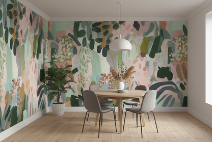 Abstract Expressionist Mural, Blush Pink & Sage Green Art - Dewaar