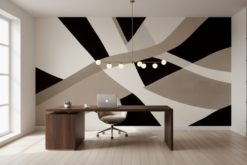 Abstract Geometric Wall Mural Art for Living Room