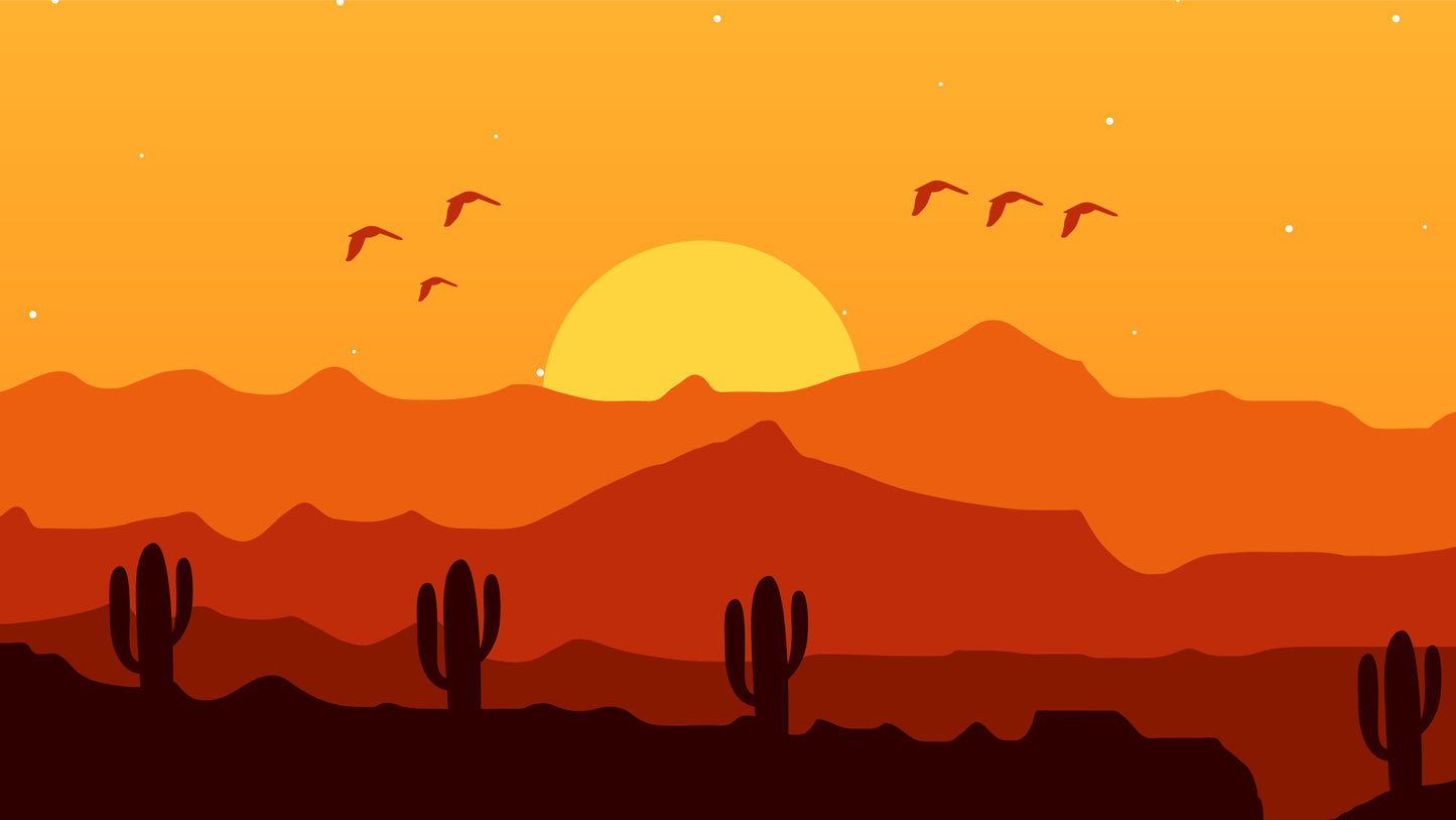 Desert Sunset Wall Mural Art, Boho Mountain Landscape Large Wall Decor