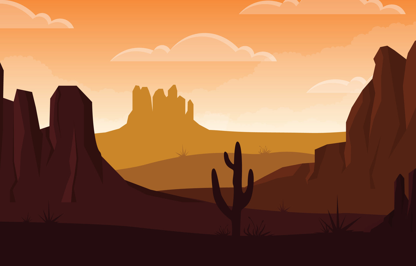 Desert Landscape Wall Mural - Rustic Canyon & Mesa Art