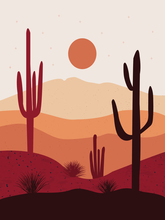 Desert Oasis Wall Mural - Southwest Landscape Art for Living Room