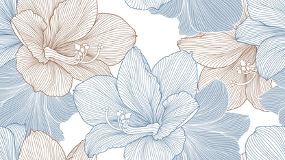 Serene Line Art Floral Wall Mural