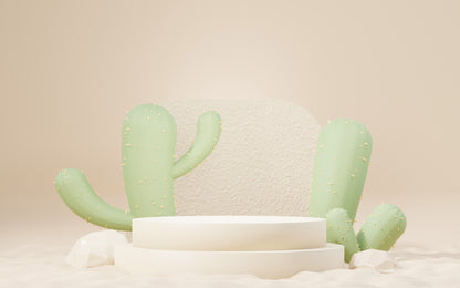 Pastel Desert Dreams: 3D Sage Cactus Mural