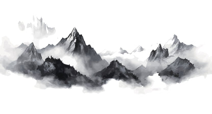 Monochrome Mountain Range Wall Mural