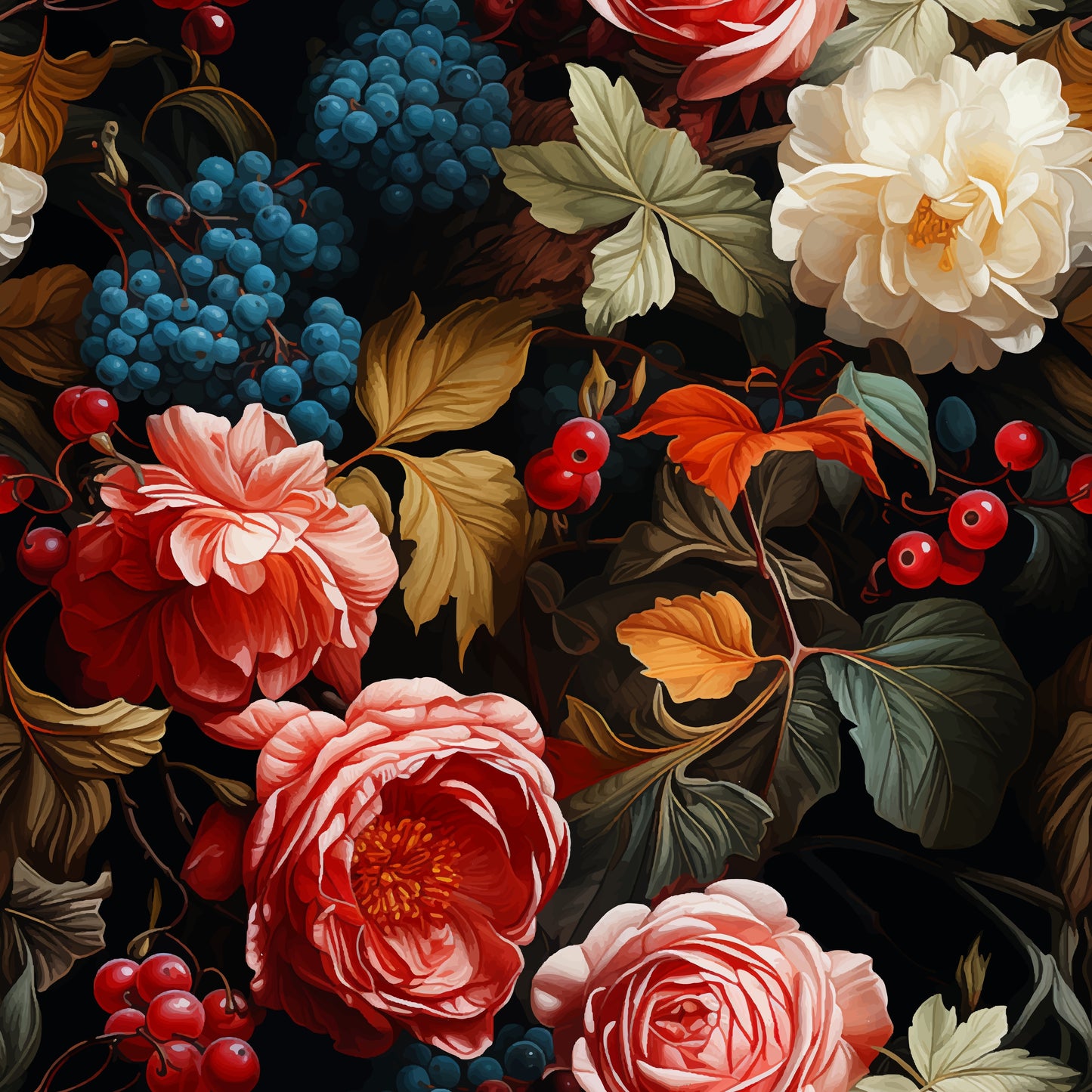 Dark Maximalist Floral Mural