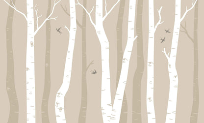 Serene Birch Forest Wall Mural