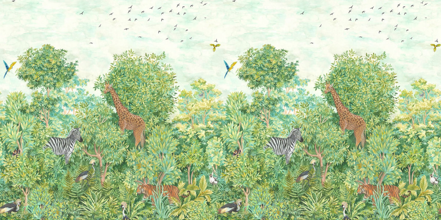 Lush Safari Jungle Mural - Nature Art for Kids' Rooms