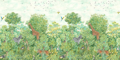 Lush Safari Jungle Mural - Nature Art for Kids' Rooms
