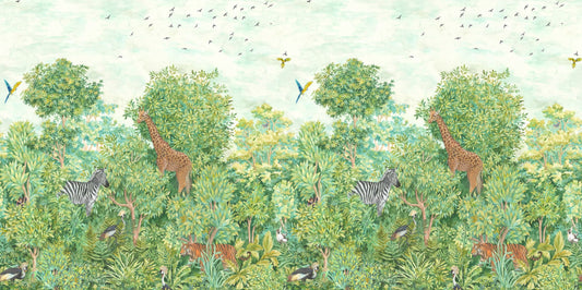 Lush Safari Jungle Mural - Nature Art for Kids' Rooms