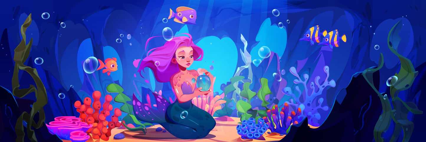 Pearl of the Deep Mermaid Nursery Wall Mural