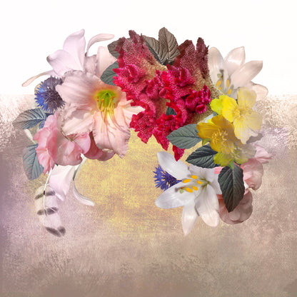 Luxe Botanical Floral & Gold Metallic Powder Room Mural