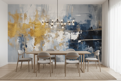 Golden Tides, Abstract Indigo and Ochre