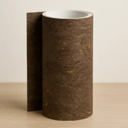 Dark brown burnished bark cork wallpaper with a natural, textured pattern.