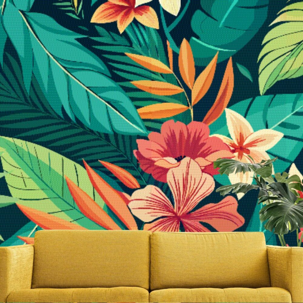 Exotic Floral Statement Wallpaper