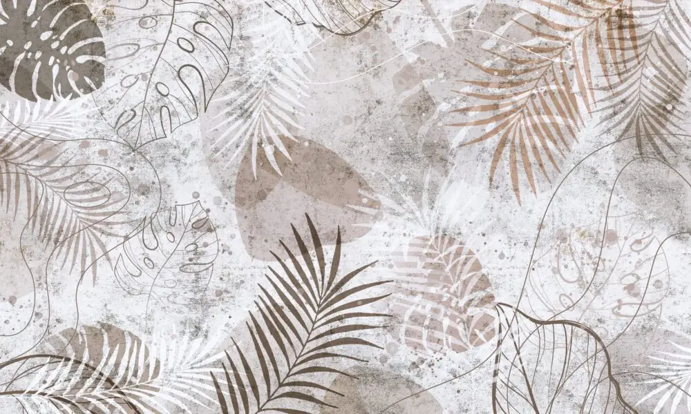 Tropical Abstract Leaf Pattern Wall Mural - Image 2