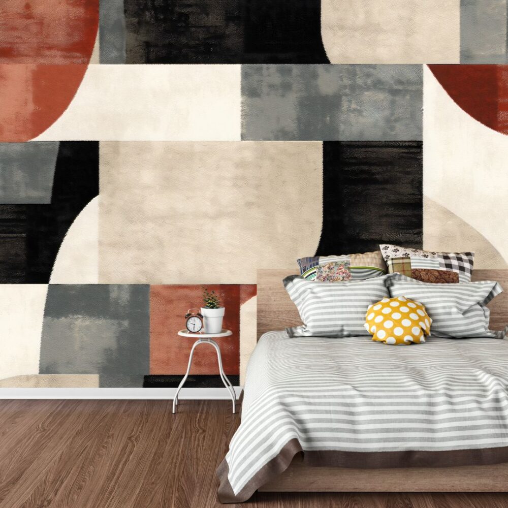 Abstract Geometric Bedroom Mural