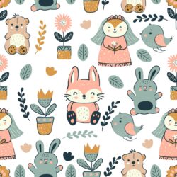 Cute Woodland Animals Nursery Wallpaper