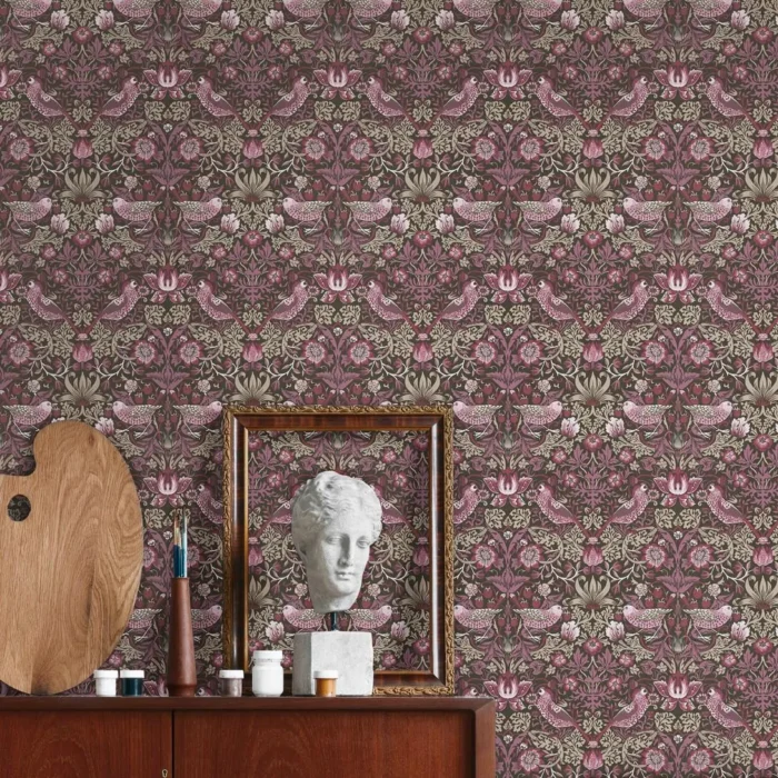 Vintage Floral Birds Wallpaper